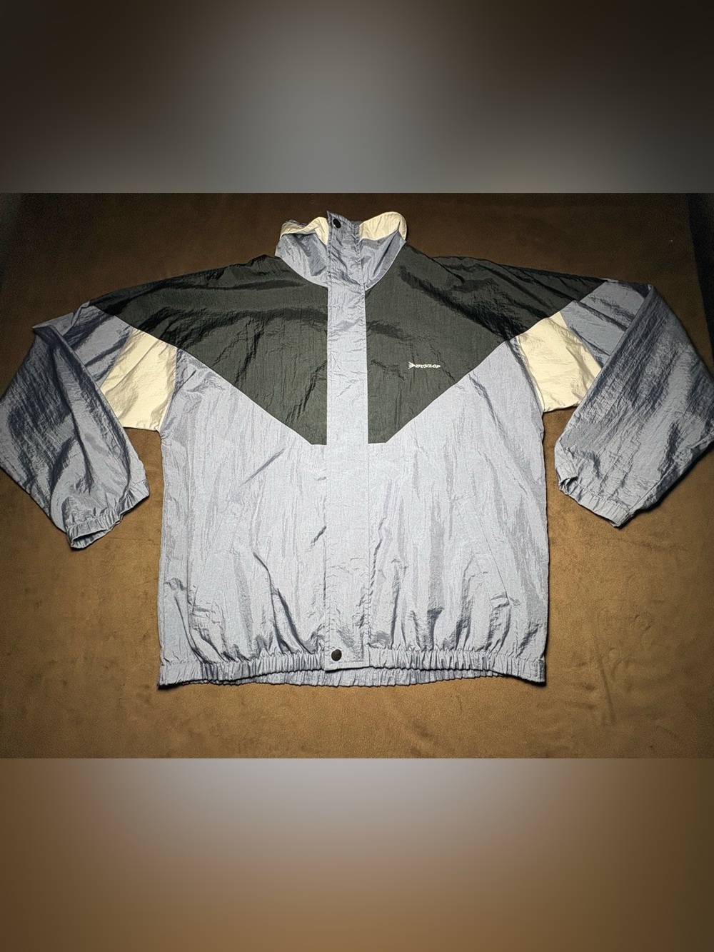 Dunlop Y2K Color Block Windbreaker Rain Jacket - Size Large
